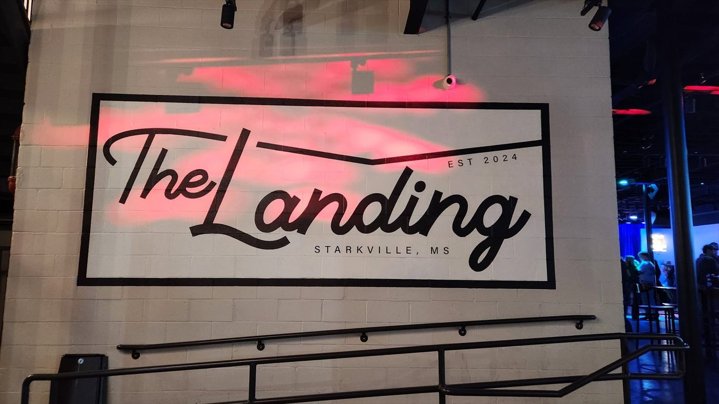 The Landing painted wall sign, Starkville, Mississippi, established 2024
